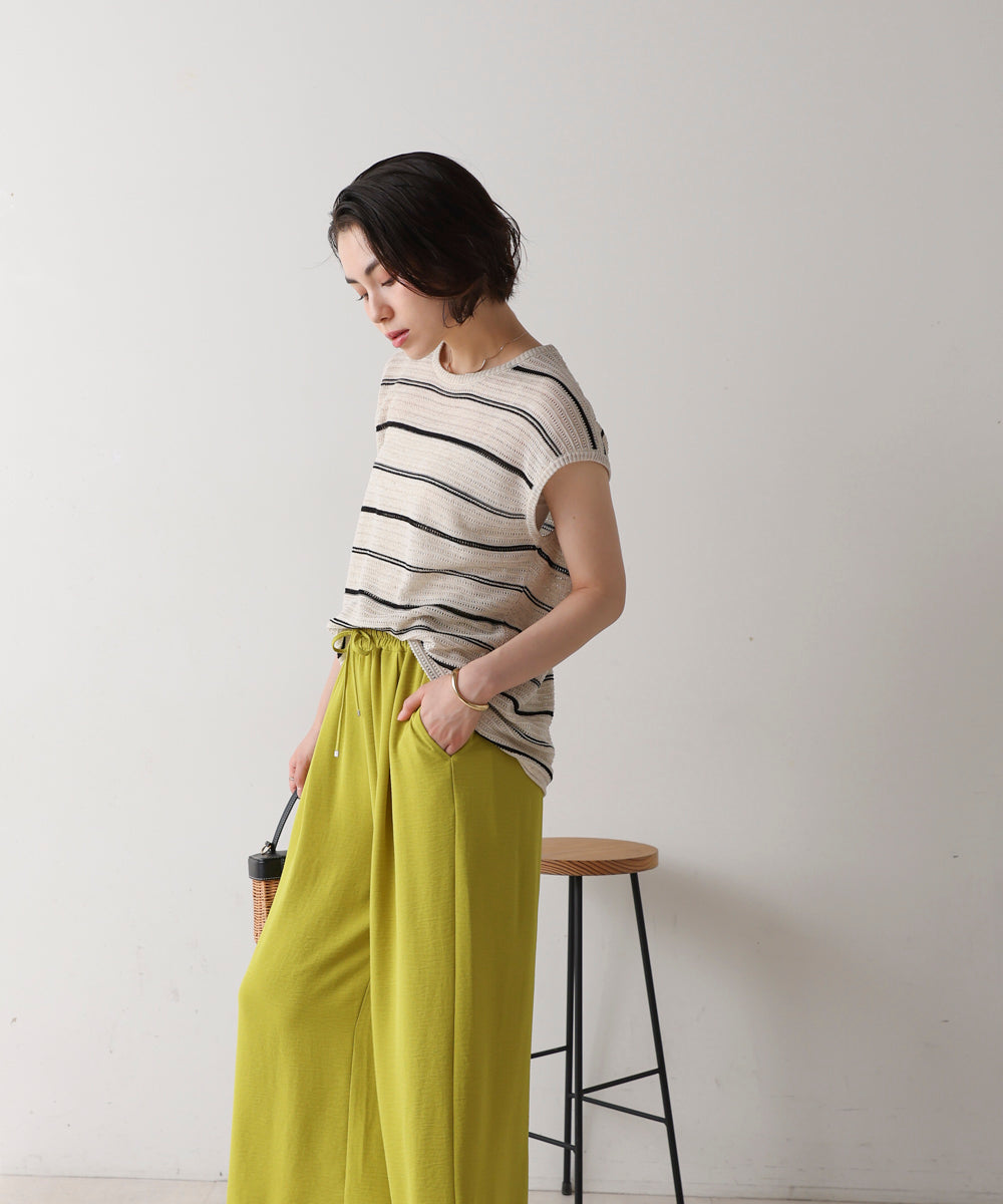 シースルーボーダーニットベスト