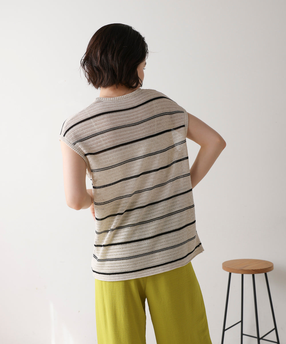 シースルーボーダーニットベスト