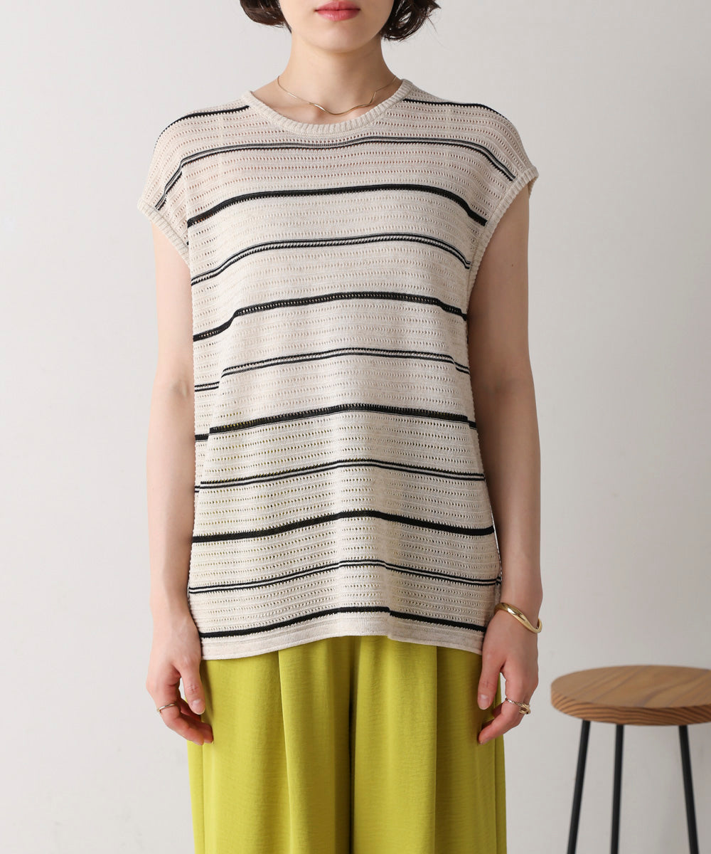 シースルーボーダーニットベスト