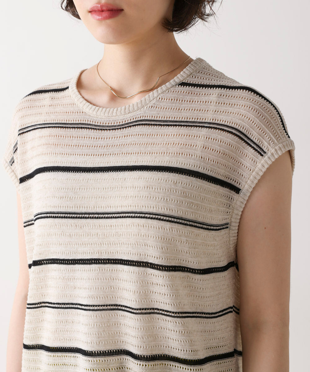 シースルーボーダーニットベスト
