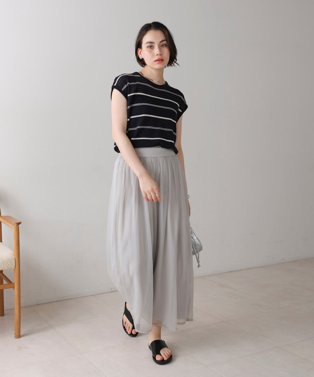 シースルーボーダーニットベスト