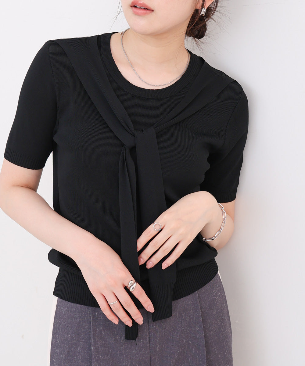 レイヤードデザインドッキング サマーニットトップス