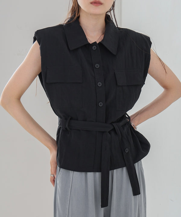 肩パット入りベストトップス