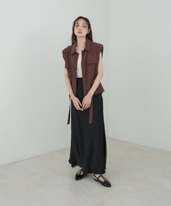 肩パット入りベストトップス