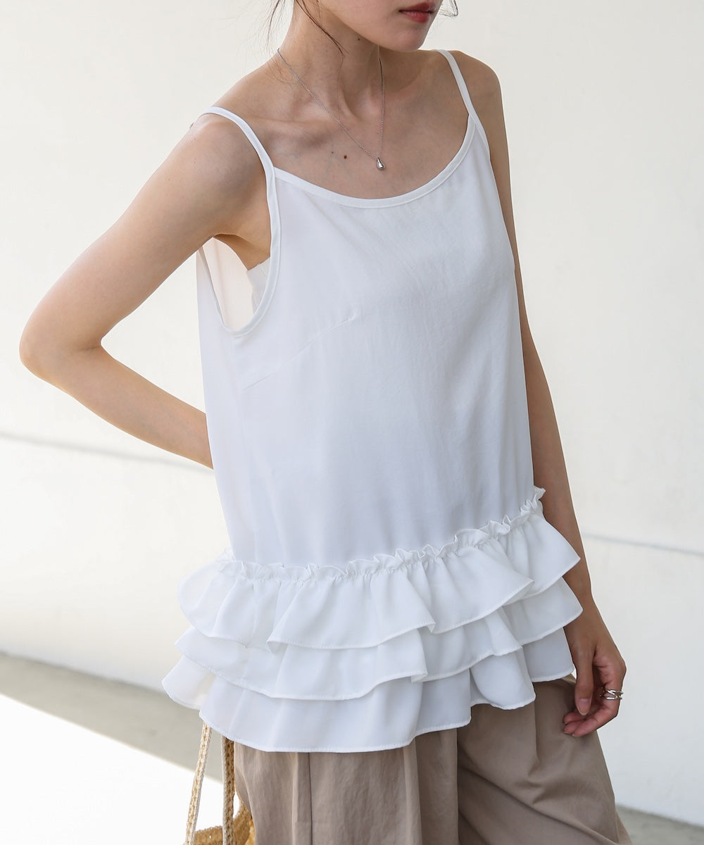 裾フリルキャミトップス