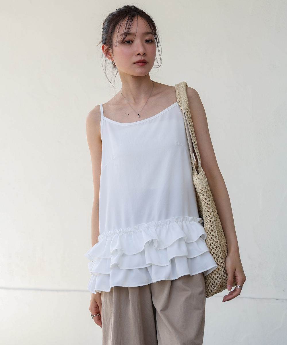 裾フリルキャミトップス