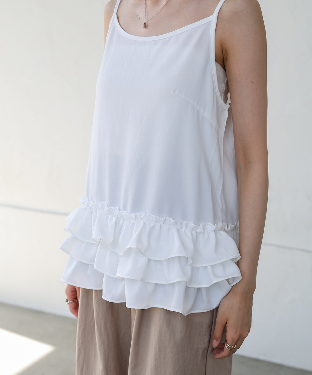 裾フリルキャミトップス