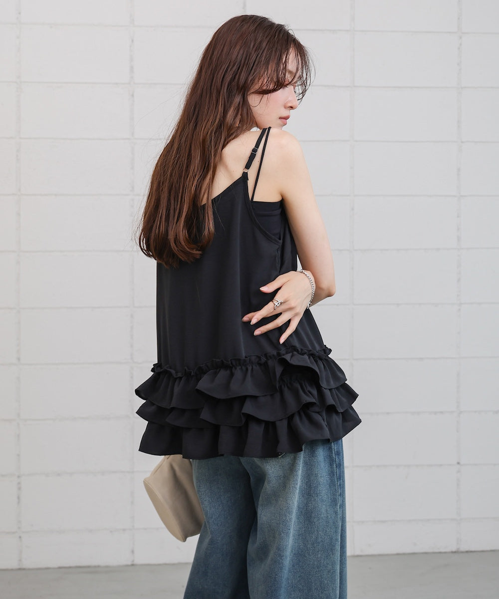 裾フリルキャミトップス