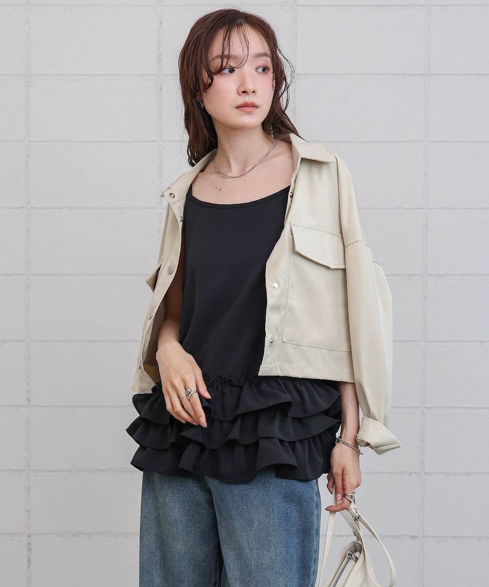 裾フリルキャミトップス