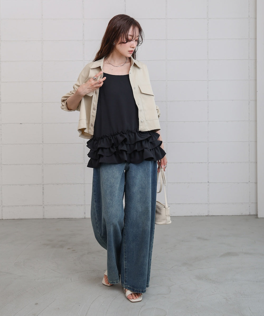 裾フリルキャミトップス