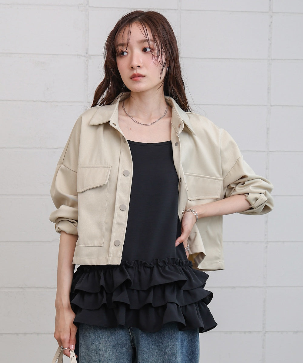 裾フリルキャミトップス