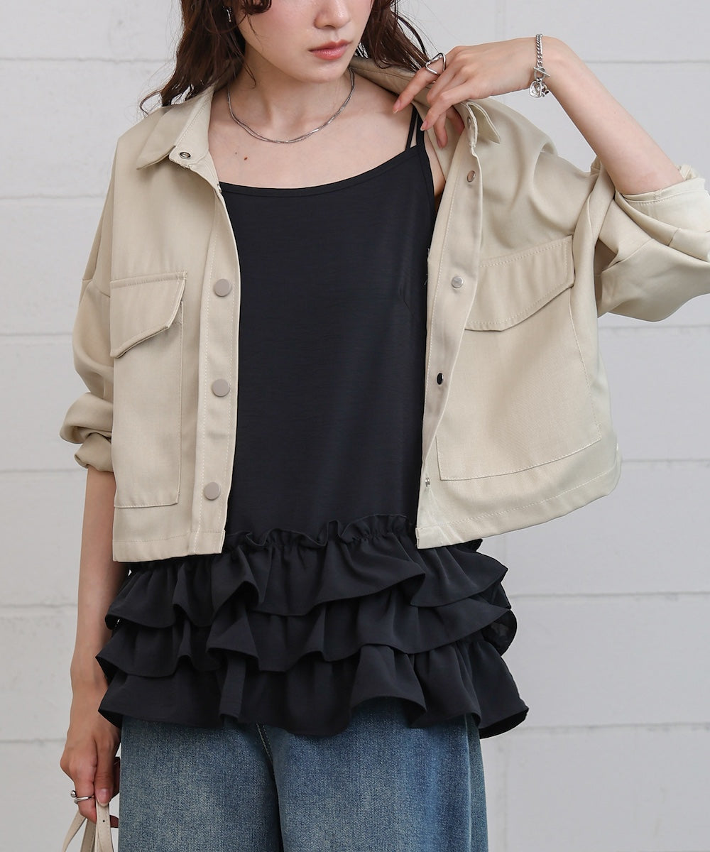 裾フリルキャミトップス