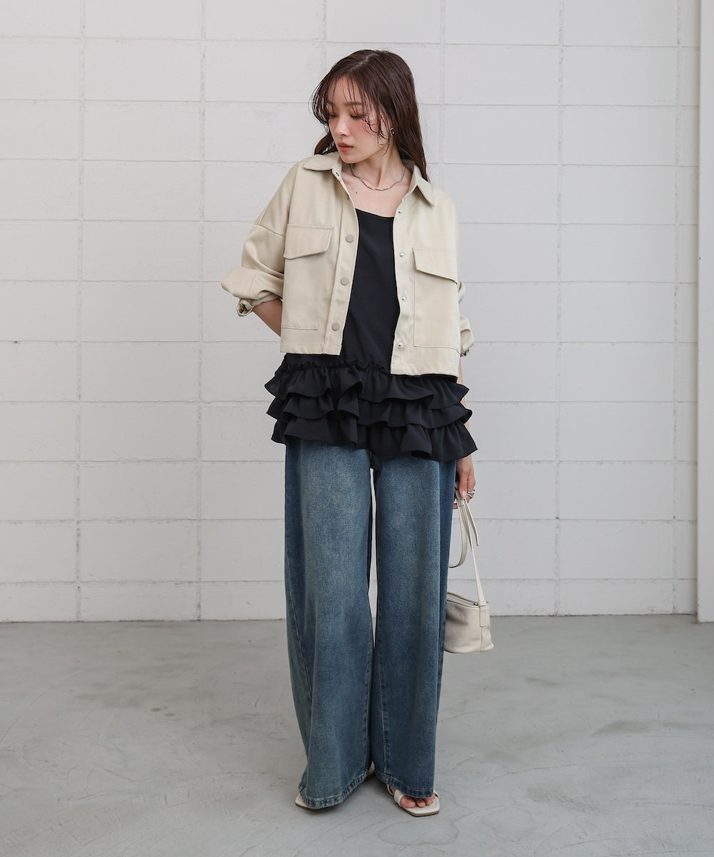 裾フリルキャミトップス