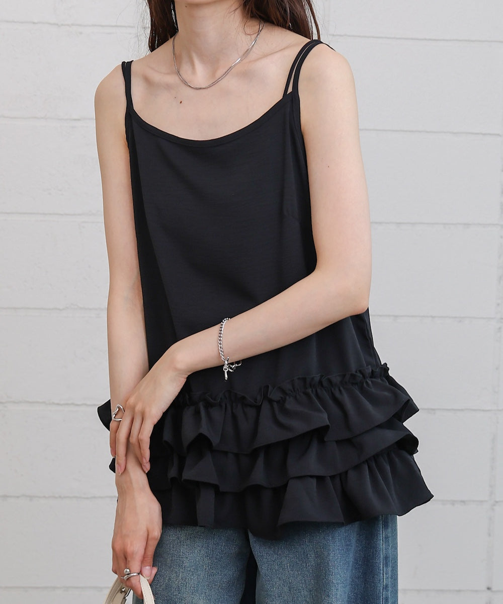 裾フリルキャミトップス