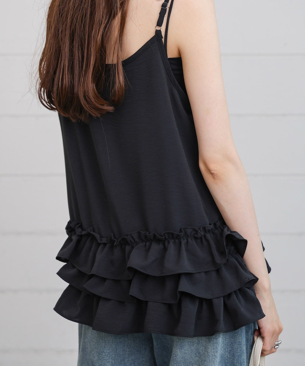 裾フリルキャミトップス