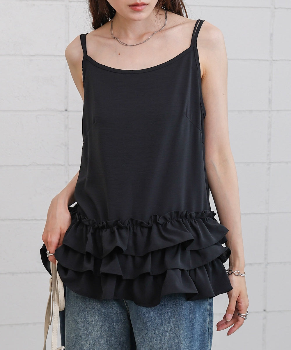 裾フリルキャミトップス