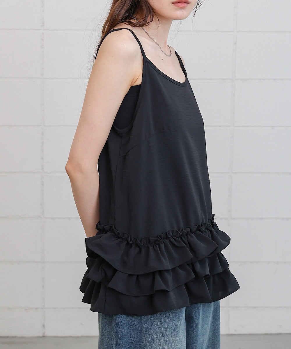 裾フリルキャミトップス