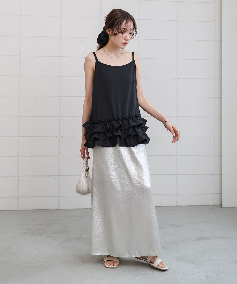 裾フリルキャミトップス