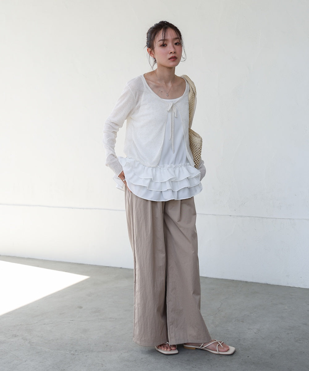 裾フリルキャミトップス