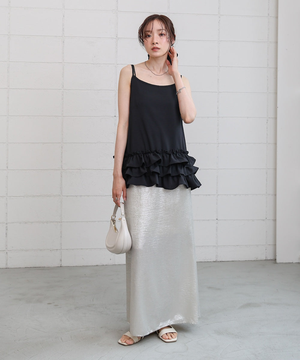 裾フリルキャミトップス