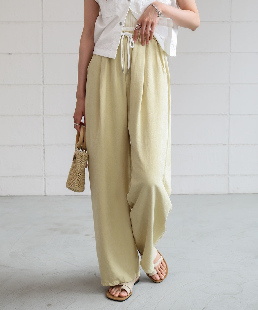 ダブルウエストピーチスキンカラーパンツ