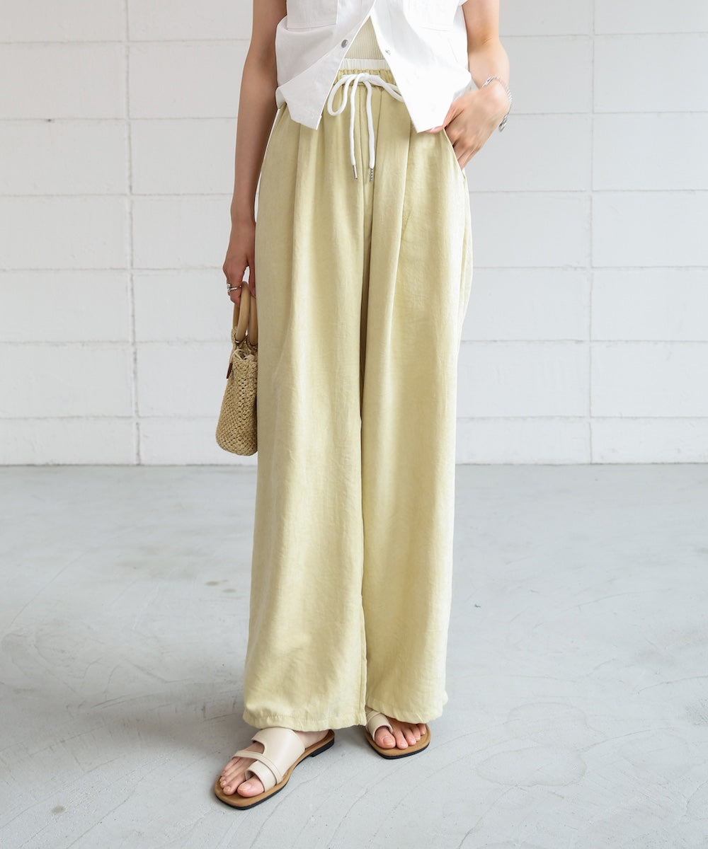 ダブルウエストピーチスキンカラーパンツ