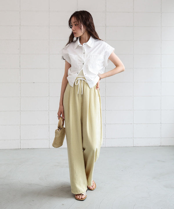 ダブルウエストピーチスキンカラーパンツ