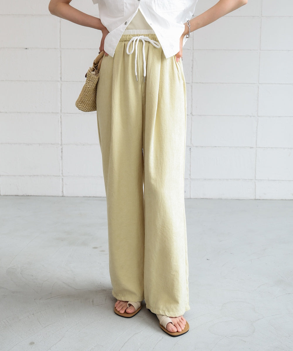 ダブルウエストピーチスキンカラーパンツ