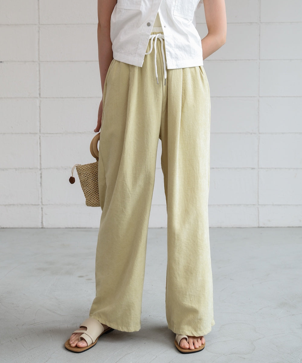 ダブルウエストピーチスキンカラーパンツ