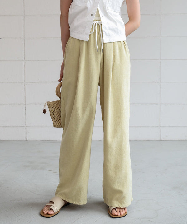 ダブルウエストピーチスキンカラーパンツ