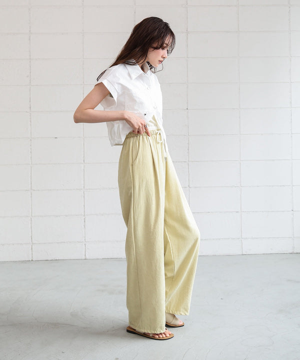 ダブルウエストピーチスキンカラーパンツ