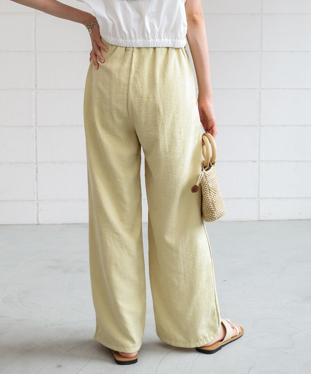 ダブルウエストピーチスキンカラーパンツ