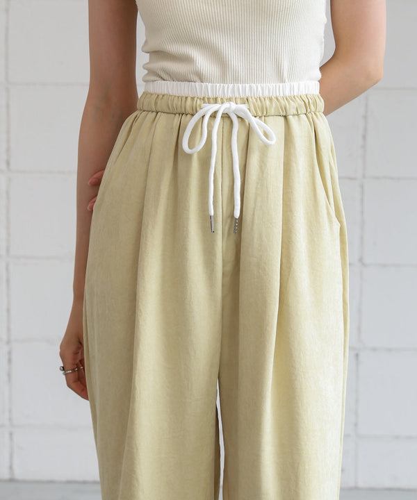 ダブルウエストピーチスキンカラーパンツ