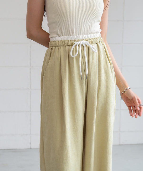 ダブルウエストピーチスキンカラーパンツ