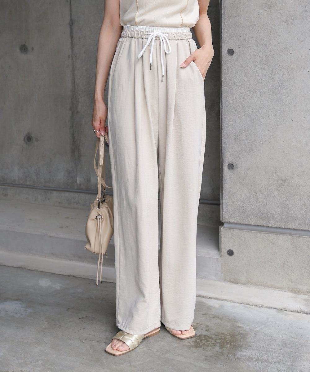 ダブルウエストピーチスキンカラーパンツ