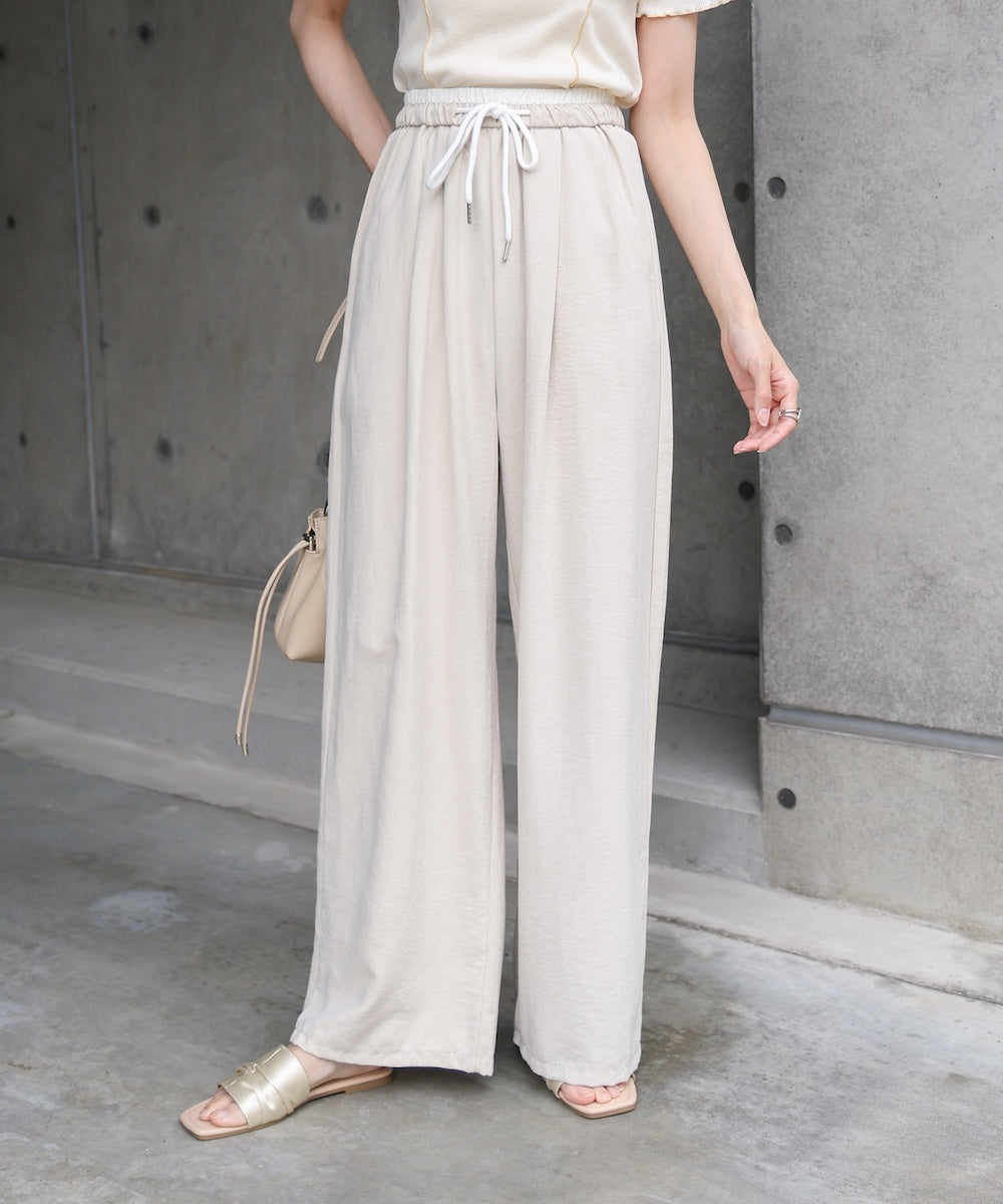 ダブルウエストピーチスキンカラーパンツ