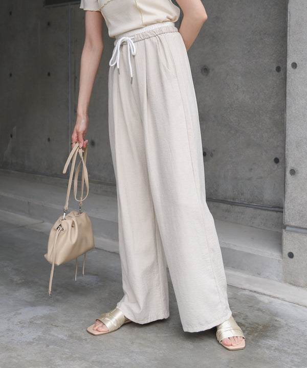 ダブルウエストピーチスキンカラーパンツ