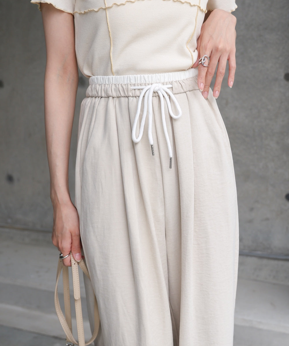 ダブルウエストピーチスキンカラーパンツ