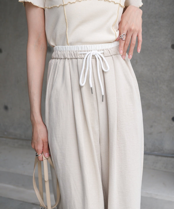 ダブルウエストピーチスキンカラーパンツ