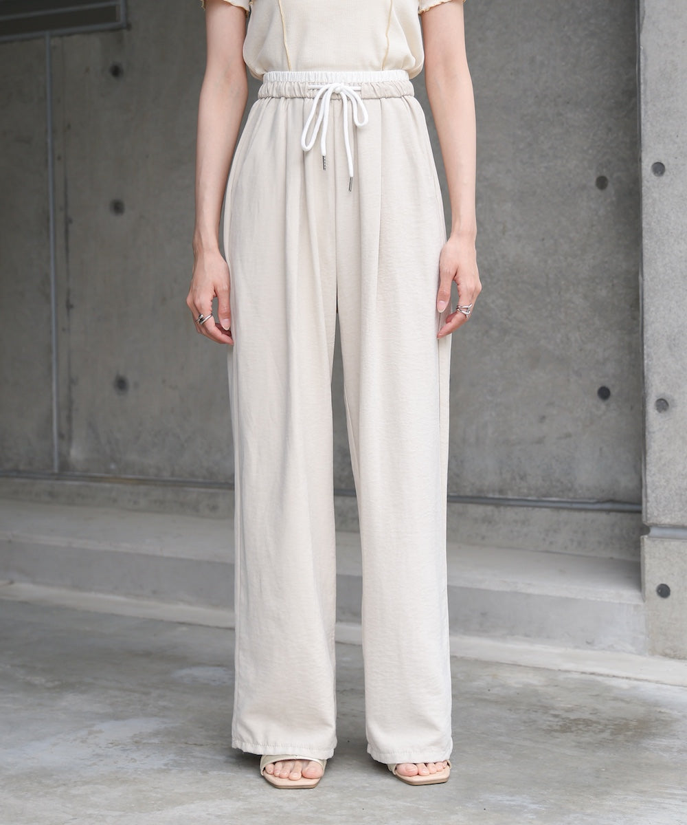 ダブルウエストピーチスキンカラーパンツ