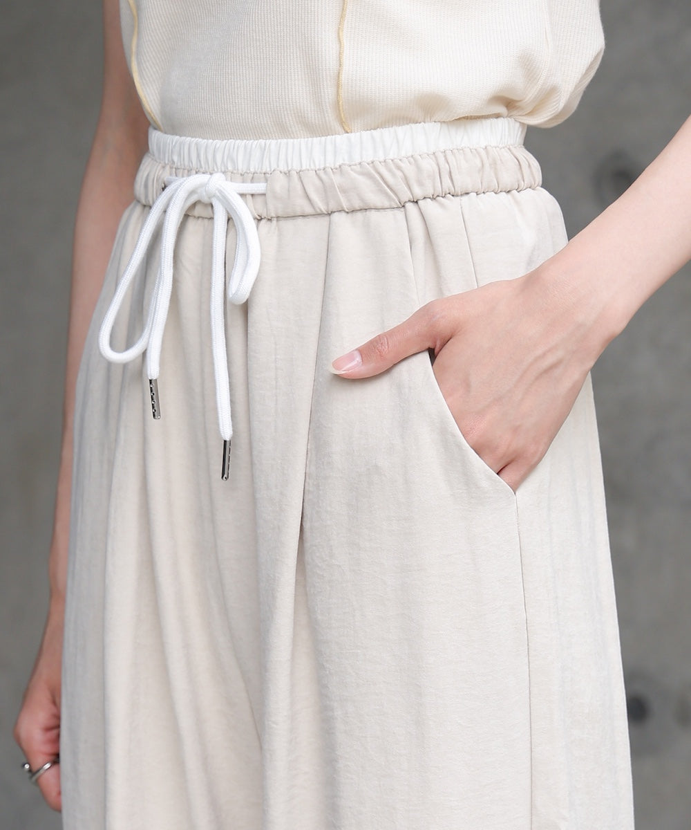 ダブルウエストピーチスキンカラーパンツ