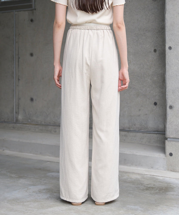 ダブルウエストピーチスキンカラーパンツ