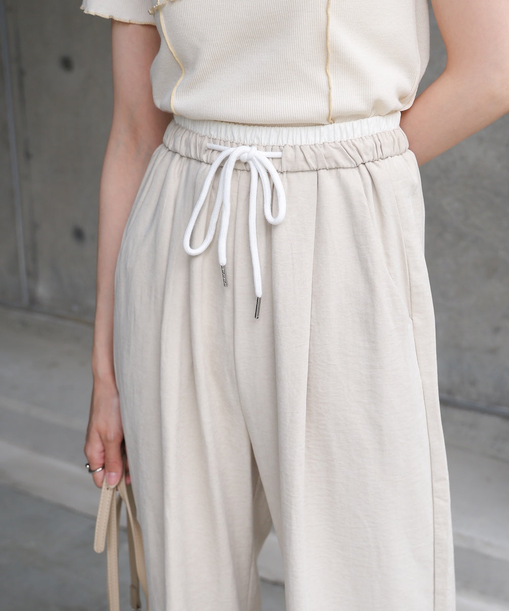 ダブルウエストピーチスキンカラーパンツ