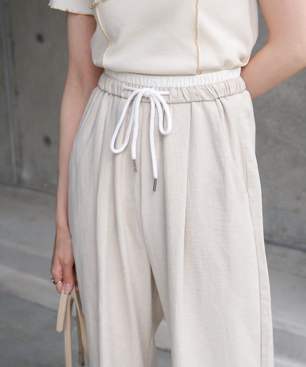 ダブルウエストピーチスキンカラーパンツ