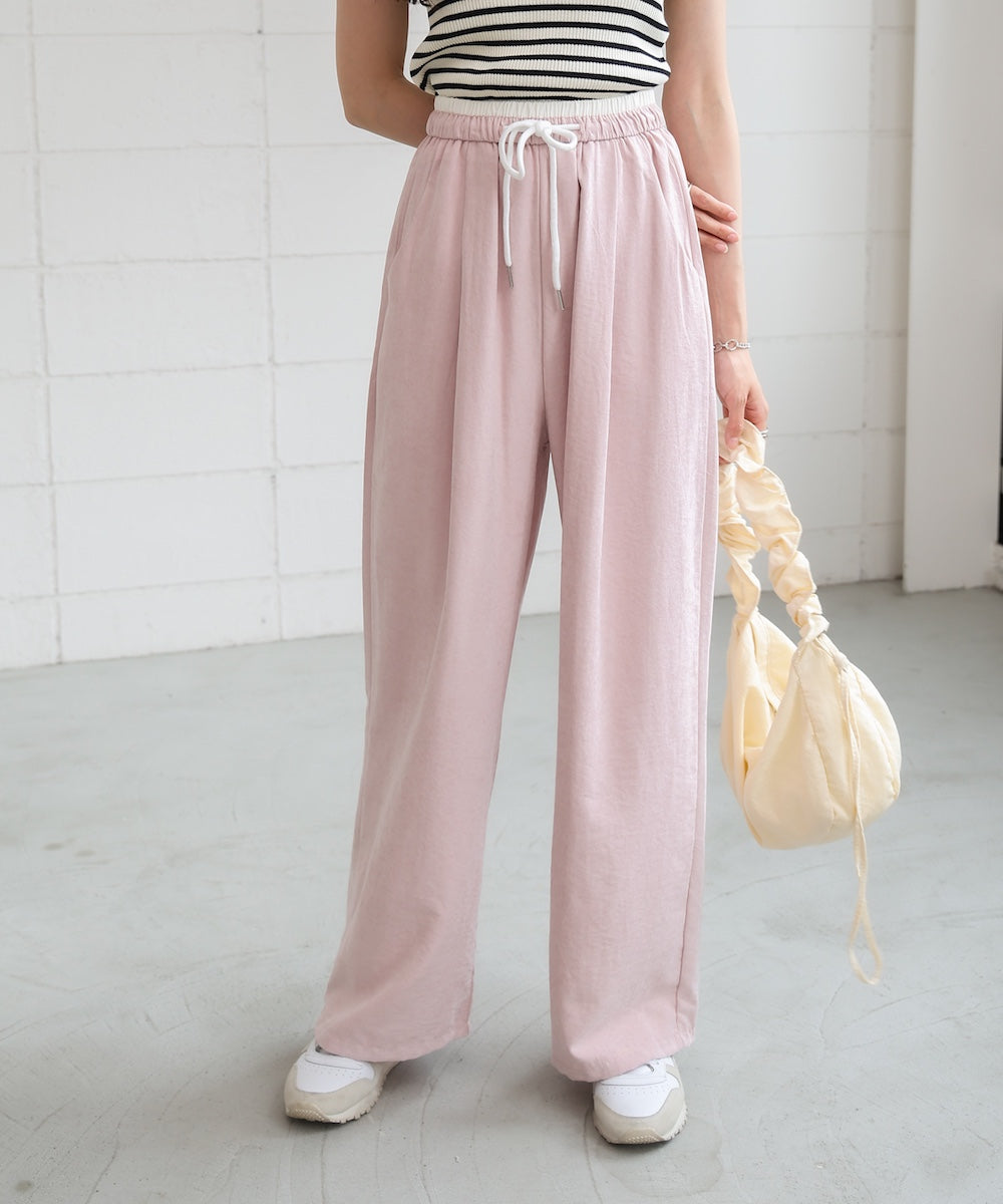 ダブルウエストピーチスキンカラーパンツ