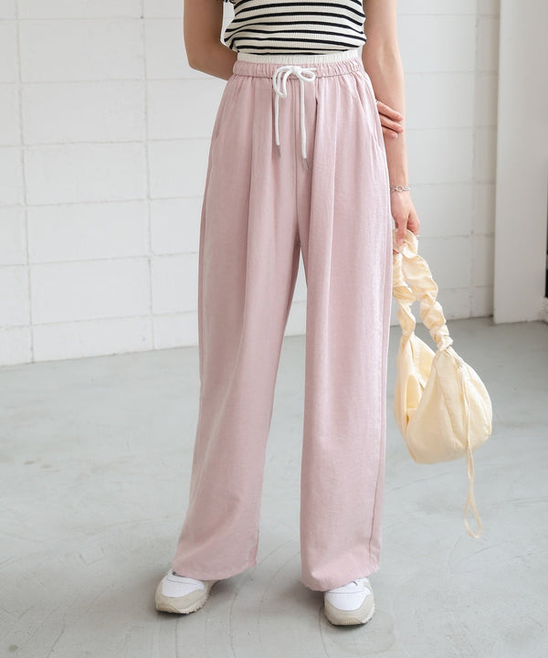 ダブルウエストピーチスキンカラーパンツ