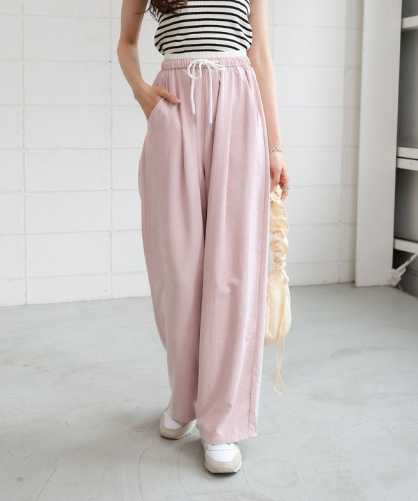 ダブルウエストピーチスキンカラーパンツ