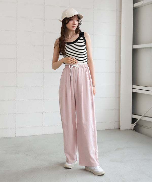 ダブルウエストピーチスキンカラーパンツ