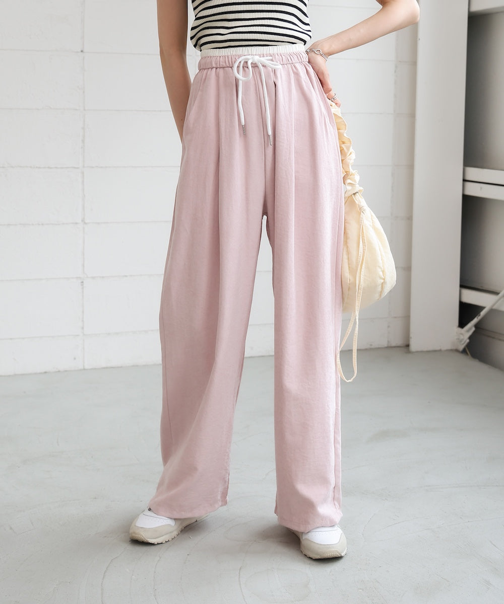 ダブルウエストピーチスキンカラーパンツ