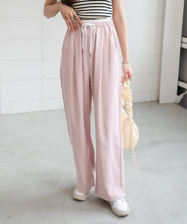 ダブルウエストピーチスキンカラーパンツ